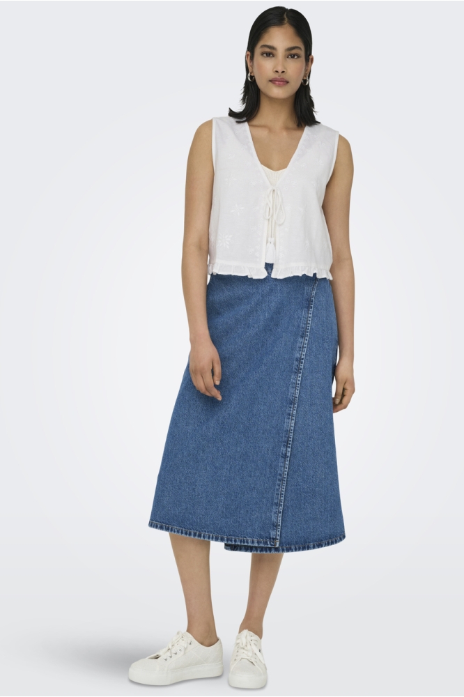 ONLJAKIRI LINEN S/L EMB VEST PTM 15346503 BRIGHT WHITE